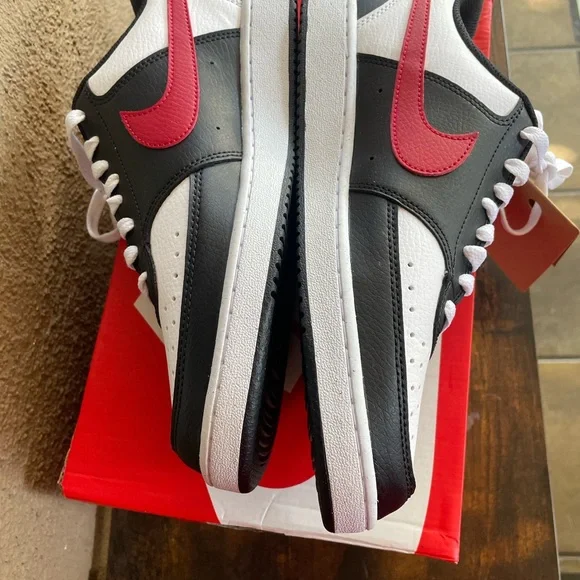 Nike Black and White Sneakers with Red Swoosh for women size 10 for men 8.5 - Picture 3 of 8